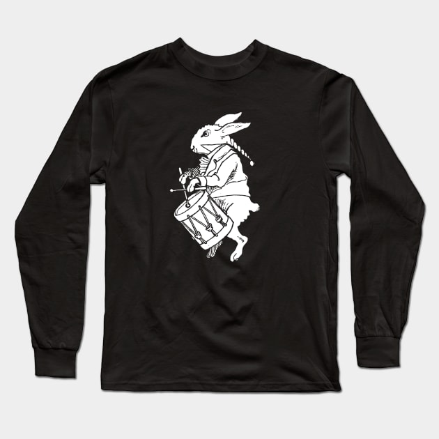 Drumming Rabbit Long Sleeve T-Shirt by metaphysical